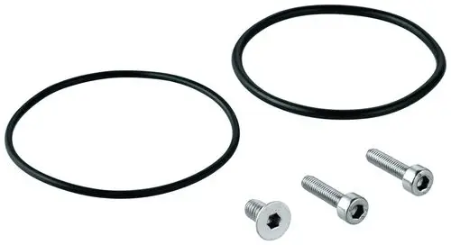 Schraubenset von Grohe mit zwei schwarzen O-Ringen und drei silbernen Schrauben, geeignet für verschiedene Installationen und Anwendungen.