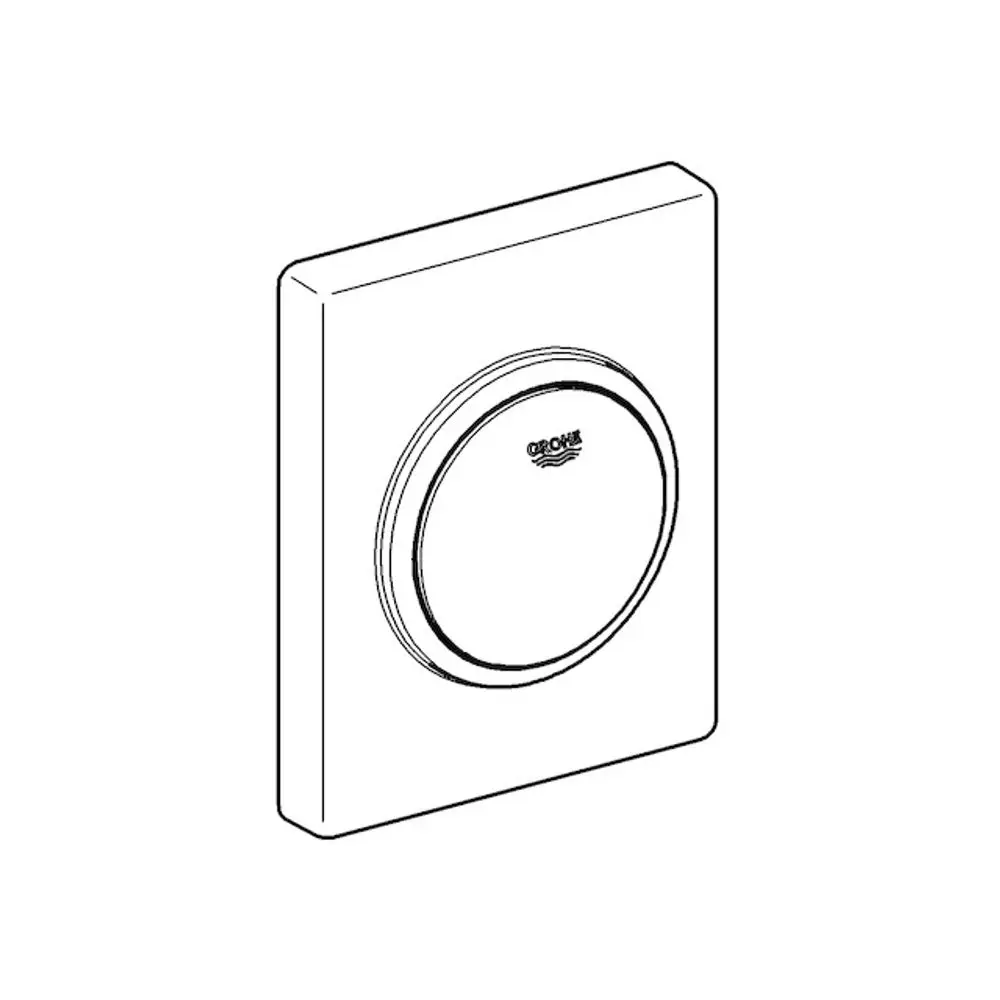 Grohe Urinal-Betätigung mit Druckknopf in mattem Chrom, quadratische Abdeckung und runder Betätigungsknopf, klar in der Gestaltung.