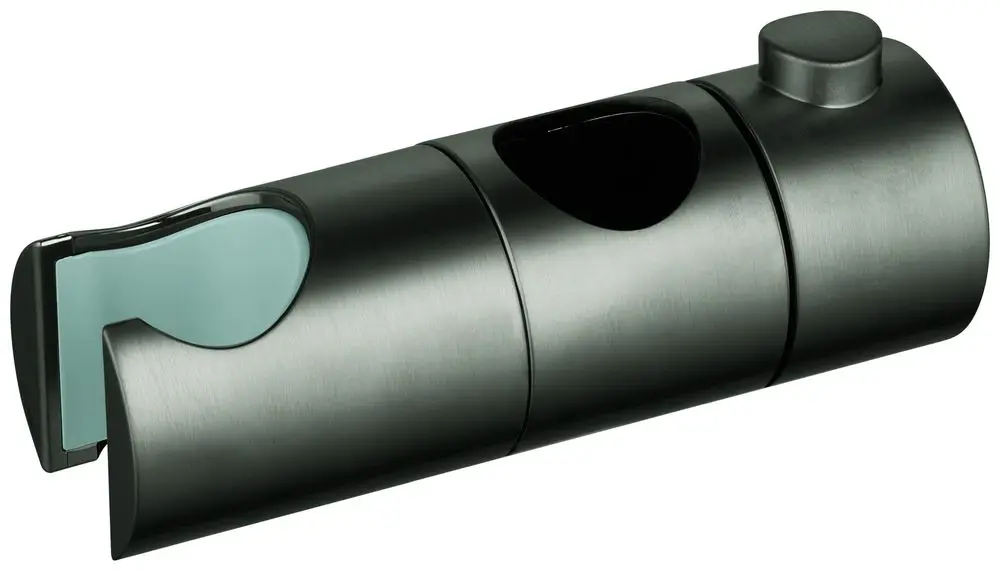 Grohe Gleitelement in gebürstetem Hartgraphit, zylindrische Form mit zwei Öffnungen und einem Druckknopf zur Funktionserweiterung.