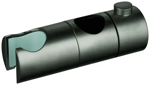 Grohe Gleitelement in gebürstetem Hartgraphit, zylindrische Form mit zwei Öffnungen und einem Druckknopf zur Funktionserweiterung.