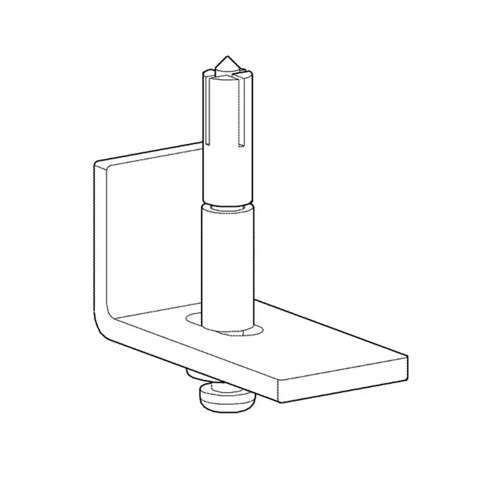 Befestigungssatz von Grohe mit montierter Halterung und Schrauben zur Befestigung eines Unterbau-Waschtischs, in zeichnerischer Darstellung.