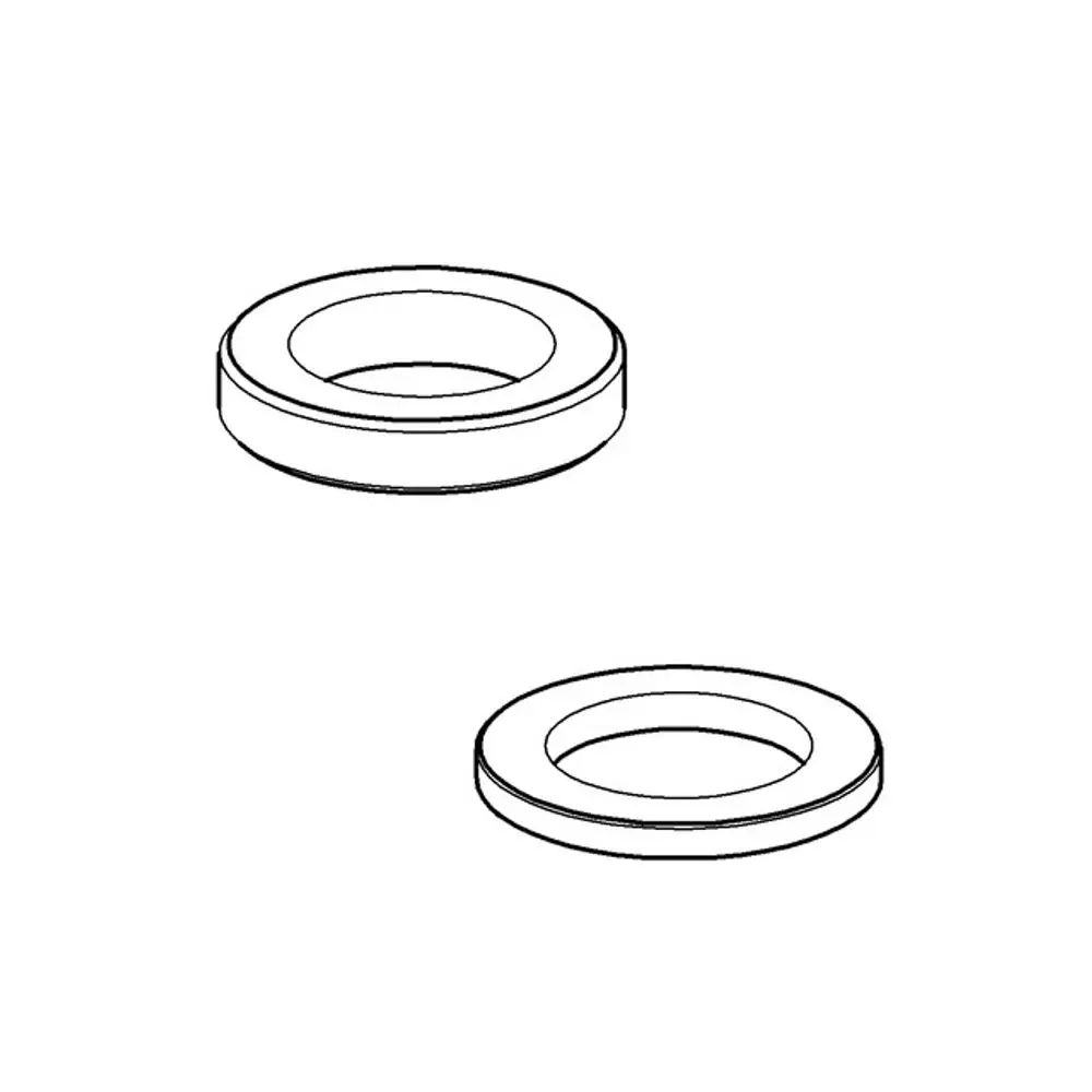 Zwei runde Einlegeringe aus Kunststoff, die für Grohe Contropress Selbstschluss-Ventile verwendet werden, sind abgebildet. Sie sind in einfacher Form dargestellt.