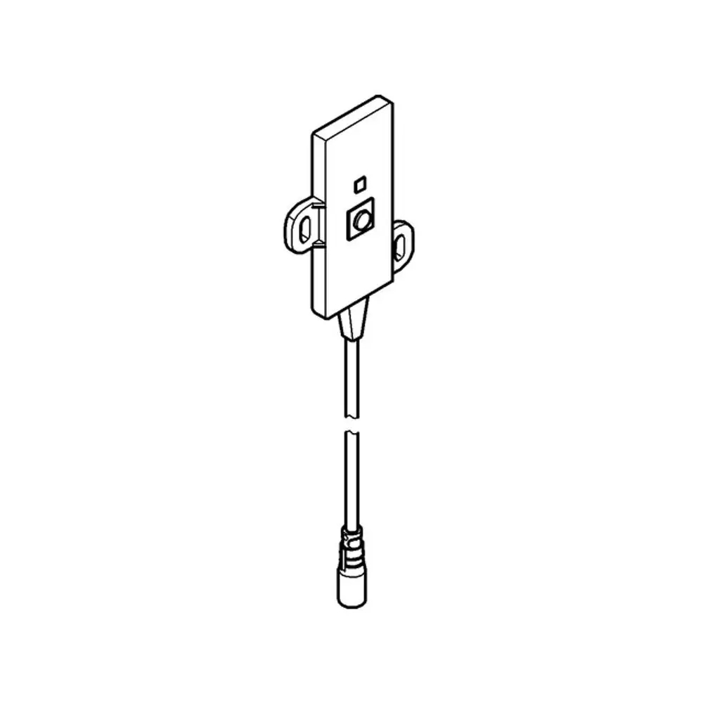 Sender-/Empfängereinheit von Grohe, dargestellt in einem technischen Schema, bestehend aus einer flachen Box mit Anschlusskabel und Stecker.