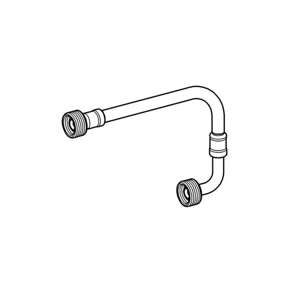 Flex-Schlauch von Grohe mit einem gebogenen Abschnitt und zwei Gewindeanschlüssen an den Enden. Einsatz in sanitärtechnischen Anwendungen.