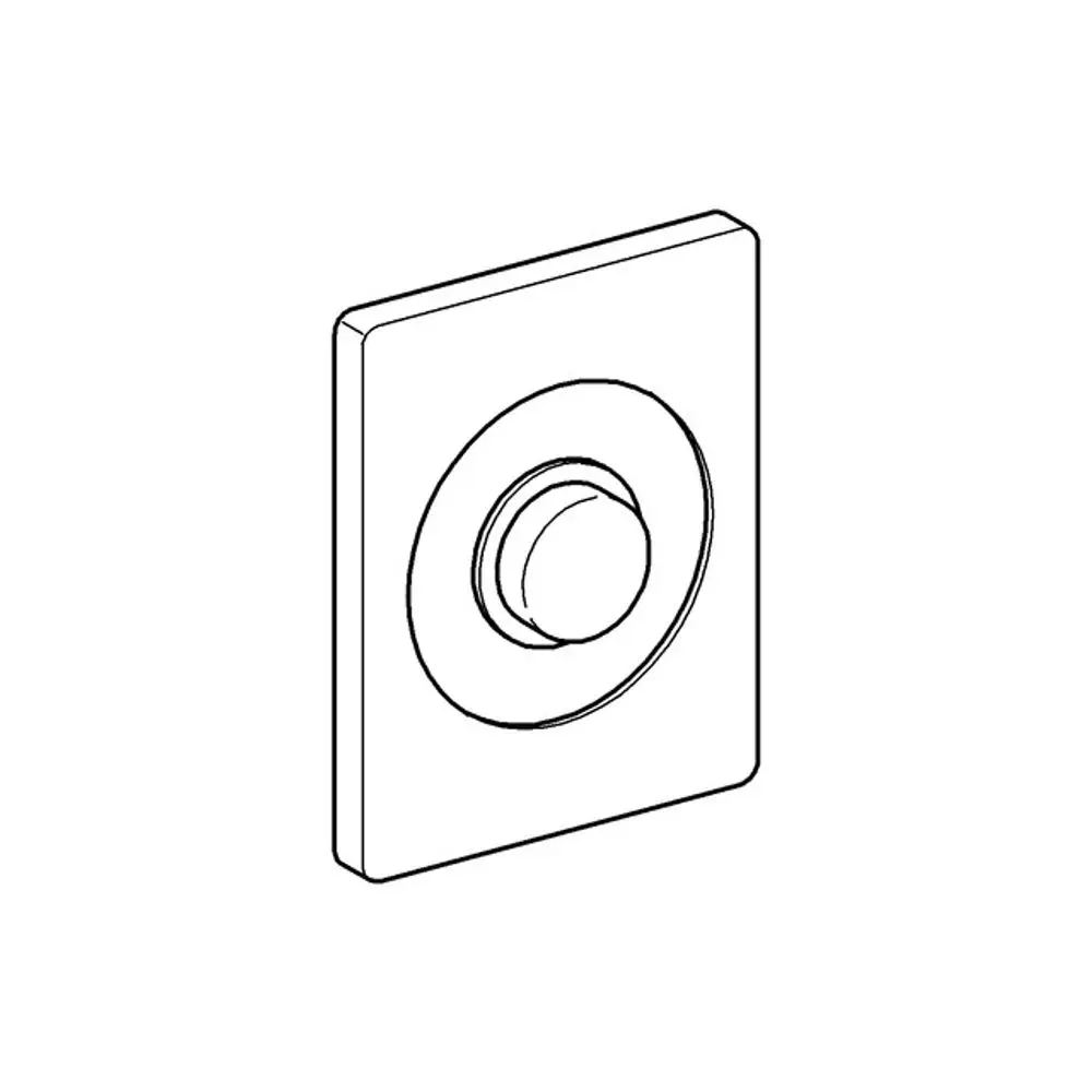 Edelstahl-Druckknopf mit quadratischer Deckplatte von Grohe, in minimalistischer Ausführung, zur Betätigung von Sanitäranlagen.