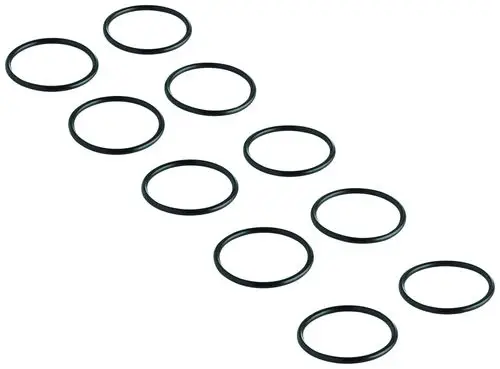 Schwarze O-Ringe in verschiedenen Größen, angeordnet in einer Reihe. Grohe-Produkt, geeignet für Dichtungsanwendungen in Sanitäranlagen.