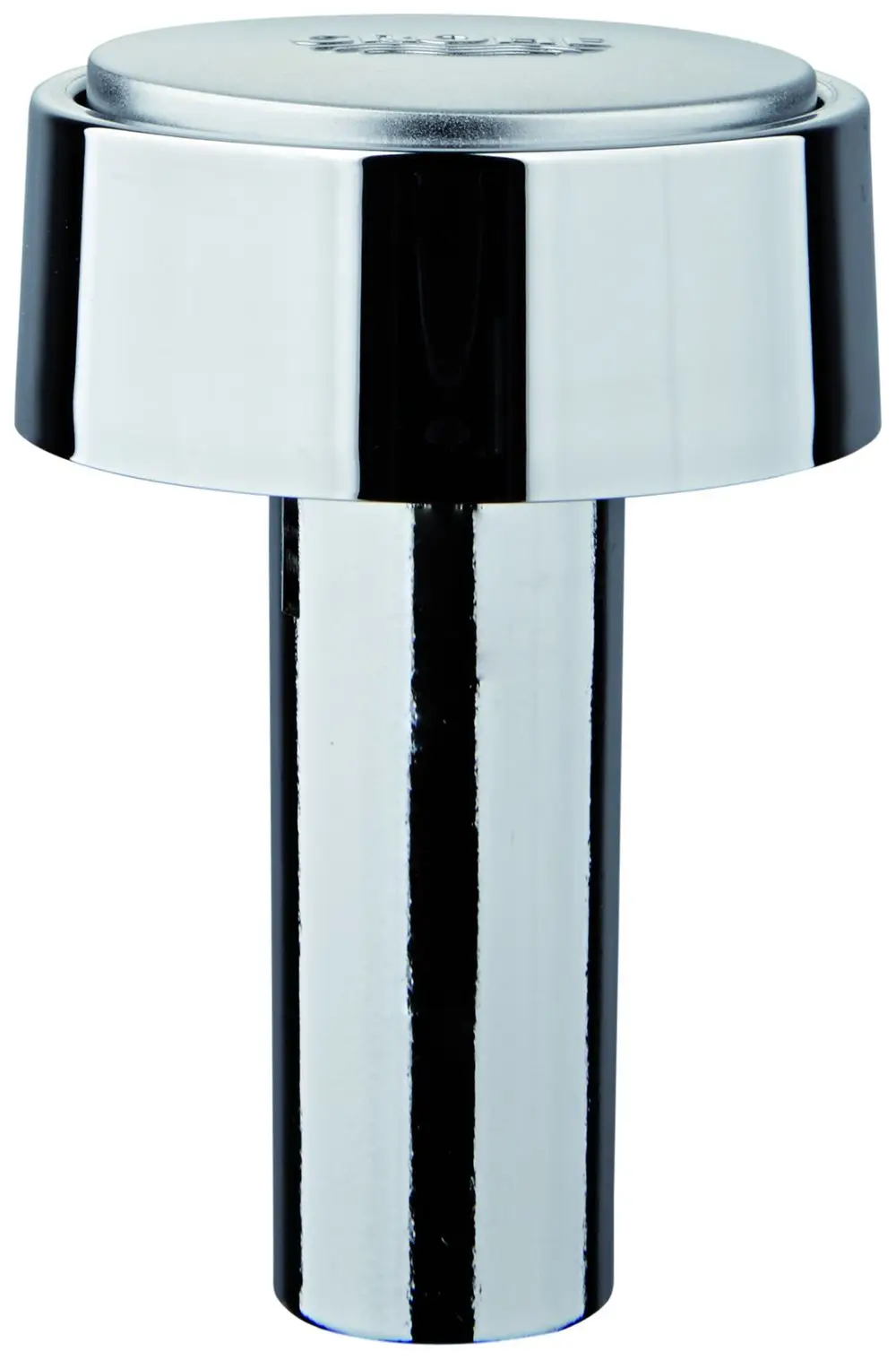 GROHE Druckknopf mit Rosette in glänzendem Chrom und mattem Finish, zylindricalne Form, für den Einsatz in Badezimmerinstallationen.