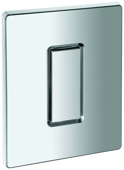 GROHE Abdeckplatte mit Drucktaste in mattem Chrom, rechteckige Form, geeignet für die Montage an einer Wand, einfache und funktionale Gestaltung.