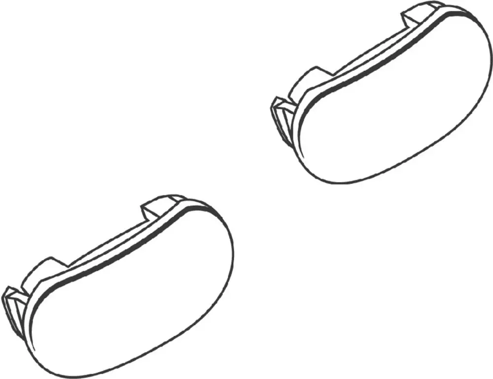 Zwei Abdeckkappen von Grohe in ovaler Form, mit klaren Linien und einem Halteclip an der Unterseite. Eignen sich zur Abdeckung von Griffen.