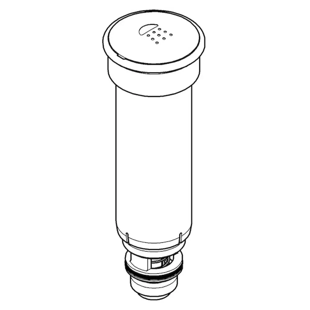 GROHE Umstellknopf in schmaler, zylindrischer Form mit abgerundetem Deckel und mehreren kleinen Löchern, wahrscheinlich für einen Wanneneinlauf in einem Badezimmer.