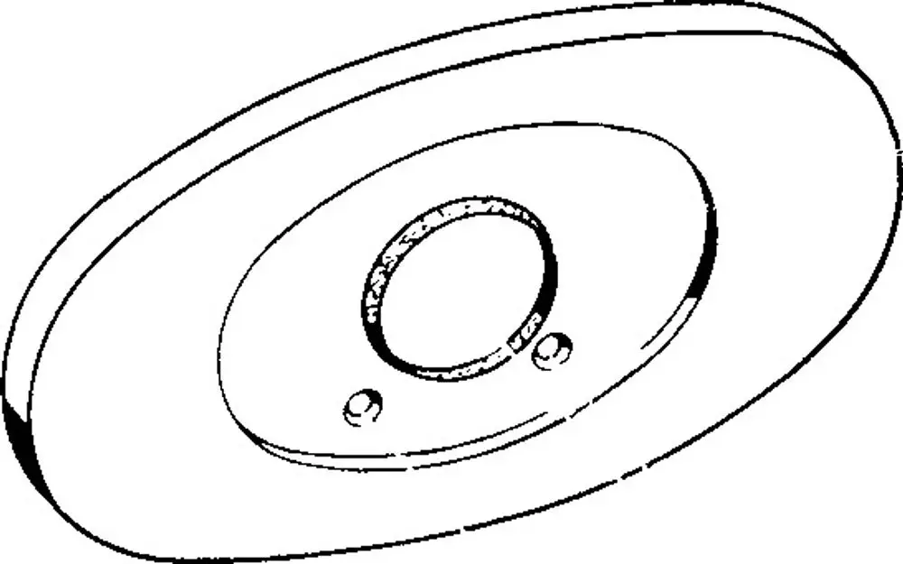 Rosette von HANSA in ovaler Form mit zentralem Loch und zwei Vertiefungen. Die Oberfläche ist glatt, die Konturen sind klar definiert.