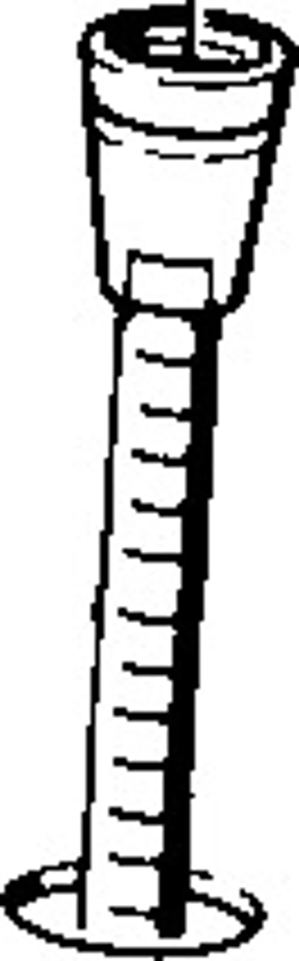 Schlauch in zylindrischer Form mit aufgedrehter Oberseite, möglicherweise von der Marke HANSA. Der untere Teil hat eine kreisrunde Basis mit Rillen.