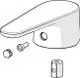 Hebel von HANSA in chromierter Ausführung, zusammen mit zwei Schrauben und einem Einbauteil. Der Hebel hat eine schwenkbare Form und ist für eine Montage vorgesehen.