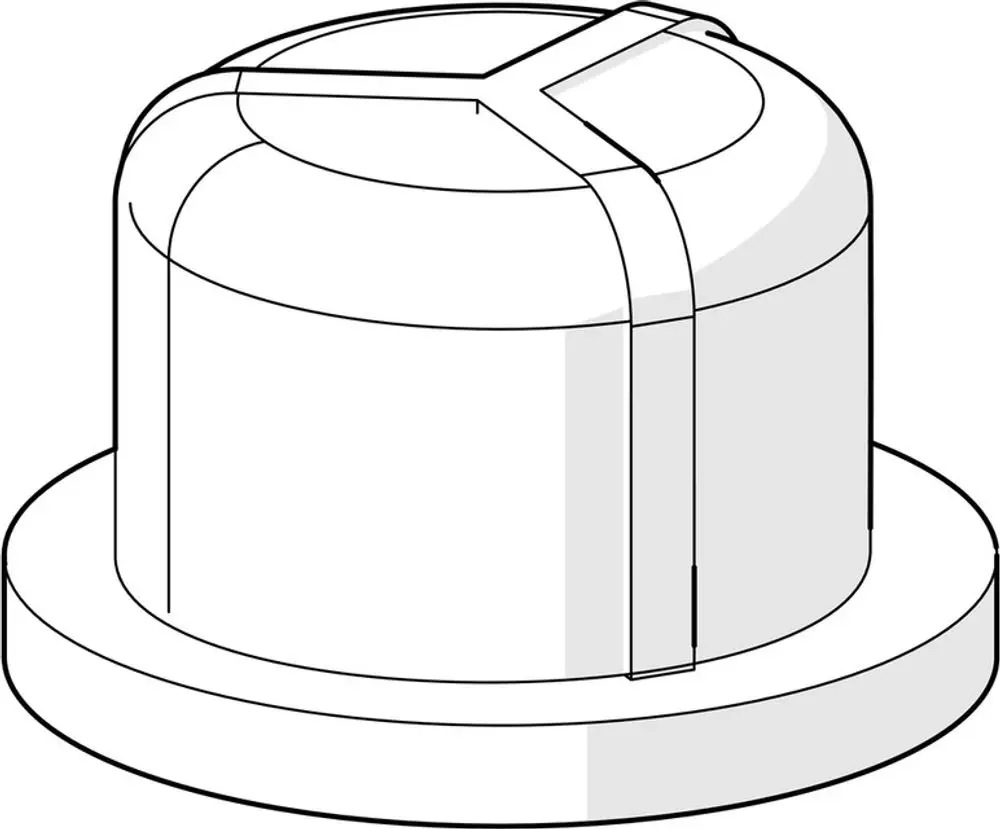 Sieb von HANSA in zylindrischer Form mit flachem Fuß und einer gleichmäßigen Oberfläche. Geometrisches Design mit einer zentralen Vertiefung.
