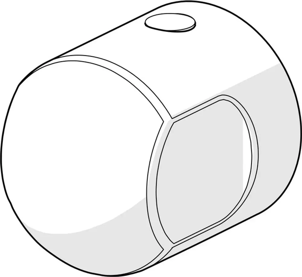 Chromfarbener Griff von HANSA, oval mit einer flachen, transparenten Fläche auf der Seite.