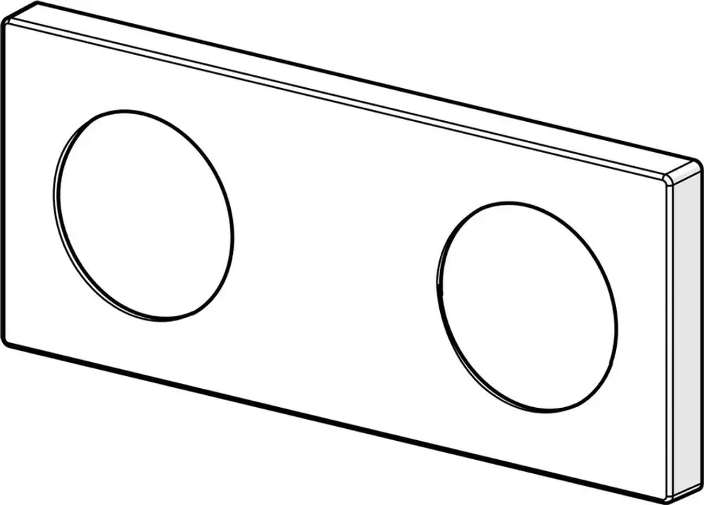 Deckplatte in rechteckiger Form mit zwei kreisförmigen Öffnungen, geeignet für Armaturen, gestaltet von HANSA.