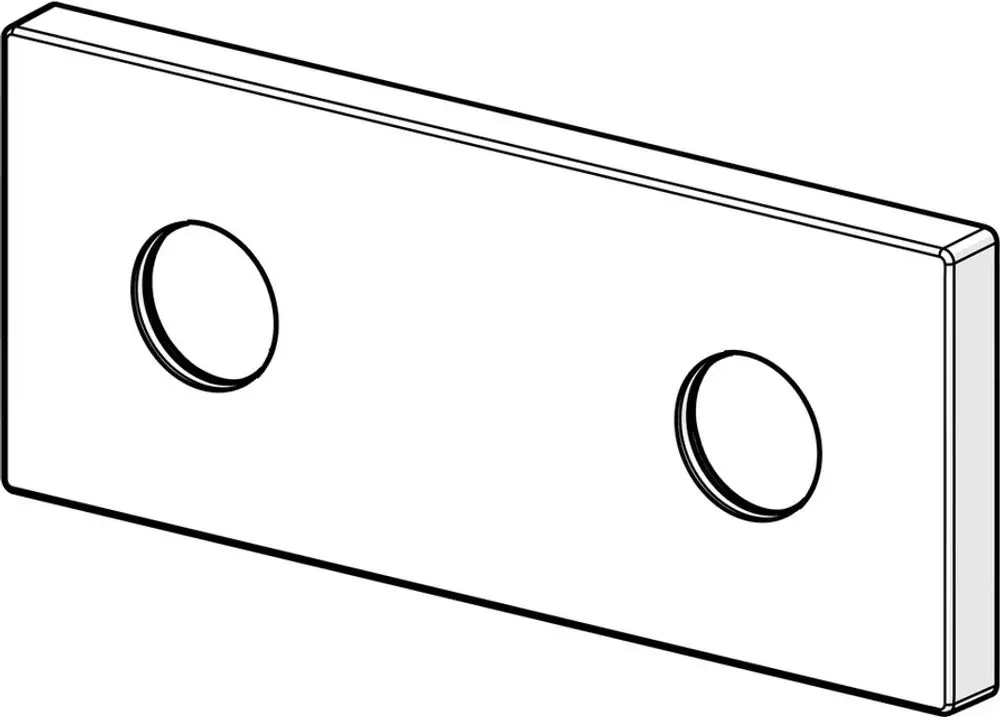 Silberne Wandrosette mit zwei runden Ausschnitten, hergestellt von HANSA. Die Form ist rechteckig und flach, geeignet für verschiedene Wandinstallationen.