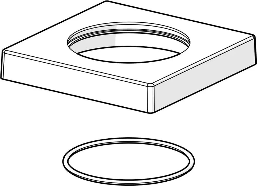 Rosette von HANSA, quadratisches Design mit einem Ausschnitt in der Mitte. Die obere Fläche ist flach, während die Unterseite rund ist.