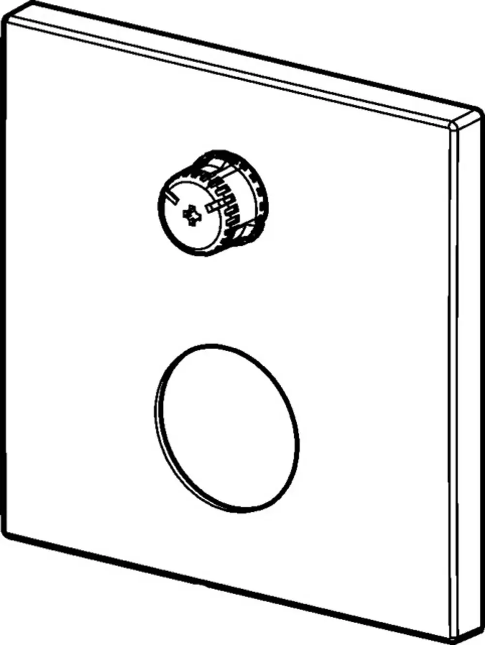 Wall plate in a square shape featuring a rotary knob, likely for adjusting a function, attributed to the brand HANSA.