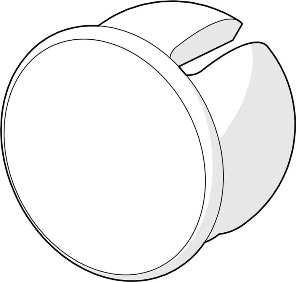 Runde graue Dekorkappe von HANSA mit einer Aussparung an einer Seite. Das Design ist schlicht und funktional, geeignet für verschiedene Anwendungen.
