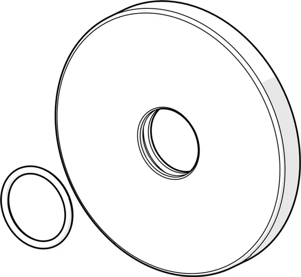 Chromfarbene Rosette mit einem äußeren Ring und einer mittigen Öffnung, geeignet für Anwendungen von HANSA.