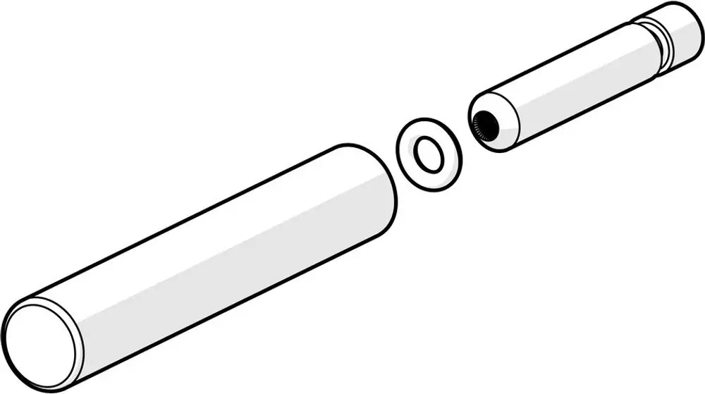 HANSASTELA Hebel in Chrom mit einem zylindrischen Körper und einer runden O-Ring-Dichtung, dargestellt in einer isometrischen Ansicht.