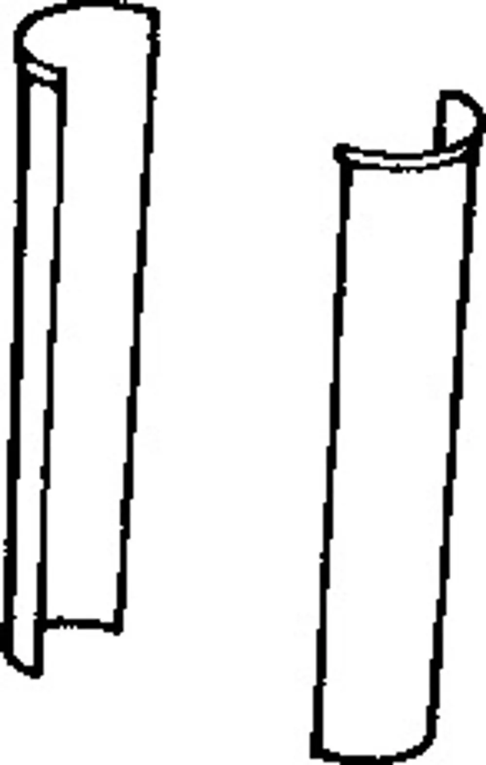 Zwei gebogene, röhrenartige Teile in einfacher Form, die möglicherweise zu einer Schale der Marke HANSA gehören. Die Oberflächen sind glatt und einheitlich.
