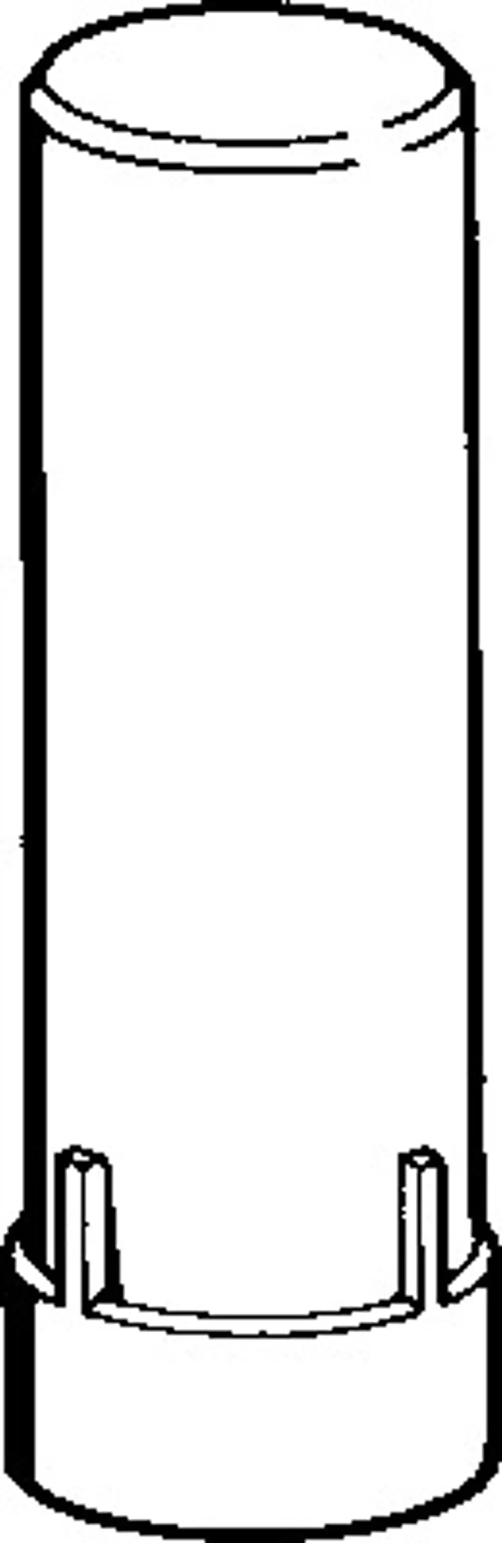 Schutzkappe in zylindrischer Form, mitöffnung an der Unterseite und zwei seitlichen Halterungen. Einfache, funktionale Gestaltung, geeignet für Anwendungen von HANSA.