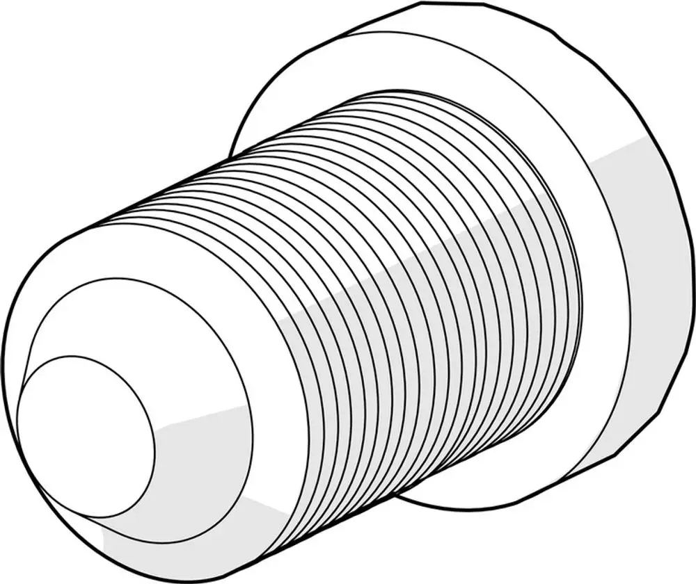 Schraube mit Gewinde und flacher Kopfoberfläche. Das Produkt gehört zur Marke HANSA und ist zur Befestigung in verschiedenen Anwendungen einsetzbar.