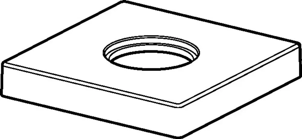 Rosette aus Metall mit mittigem Loch, quadratischer Form. Geeignet für Sanitärinstallationen, hergestellt von HANSADESIGNO.