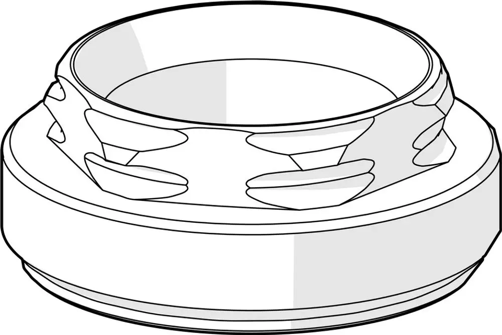 Gegenmutter von HANSA mit gewelltem Design und zylindrischer Form, geeignet für die Verbindung von Rohrleitungen oder Armaturen.