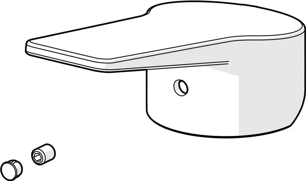 Chromfarbener Hebel mit gebogener Form und zwei kleinen, runden Befestigungsteilen, hergestellt von HANSA.
