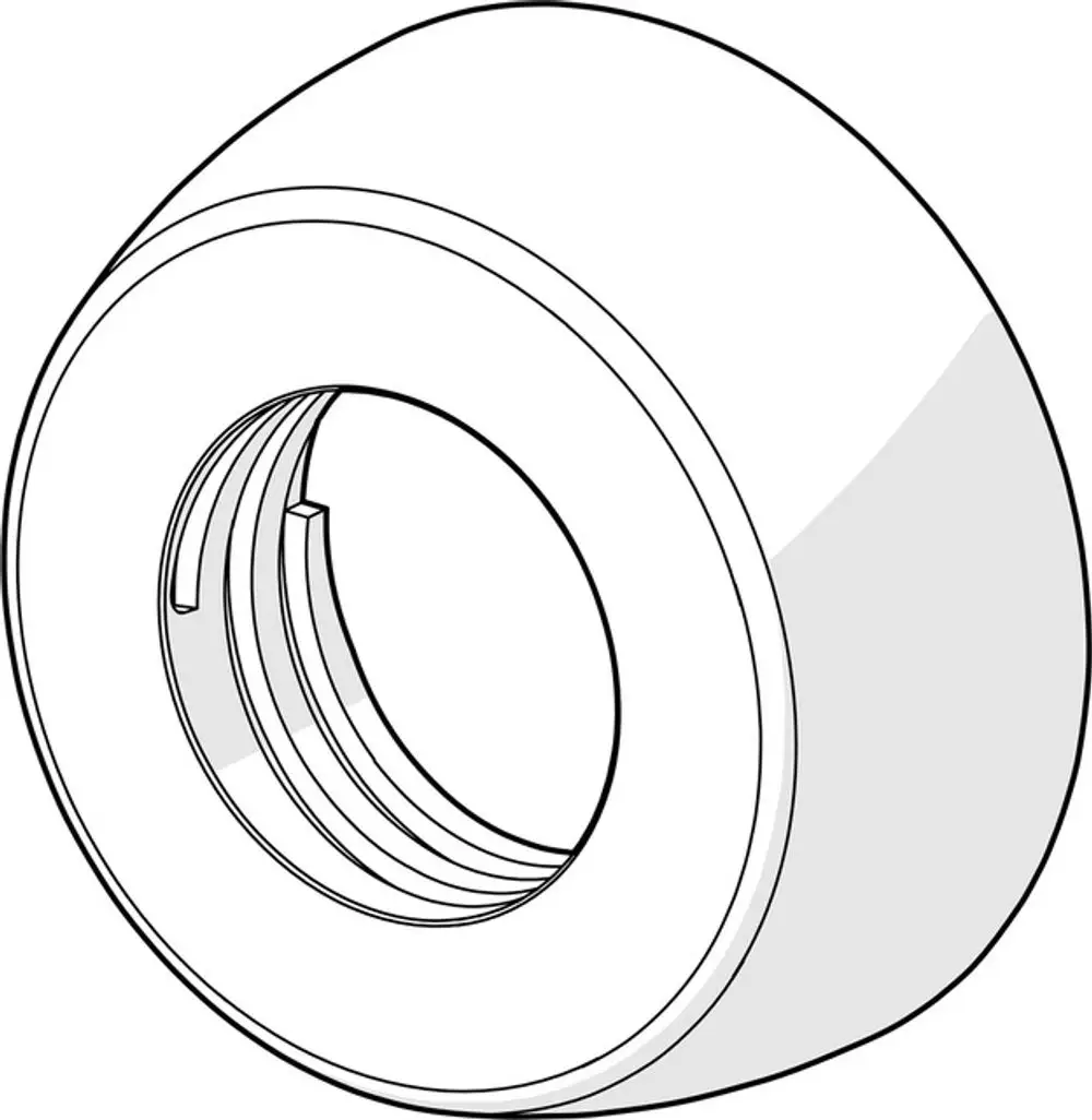 Rosette in runder Form mit Innengewinde, aus Chrom, geeignet für die Montage mit HANSA Produkten. Zeigt die Verbindung zwischen Wand und Armatur.