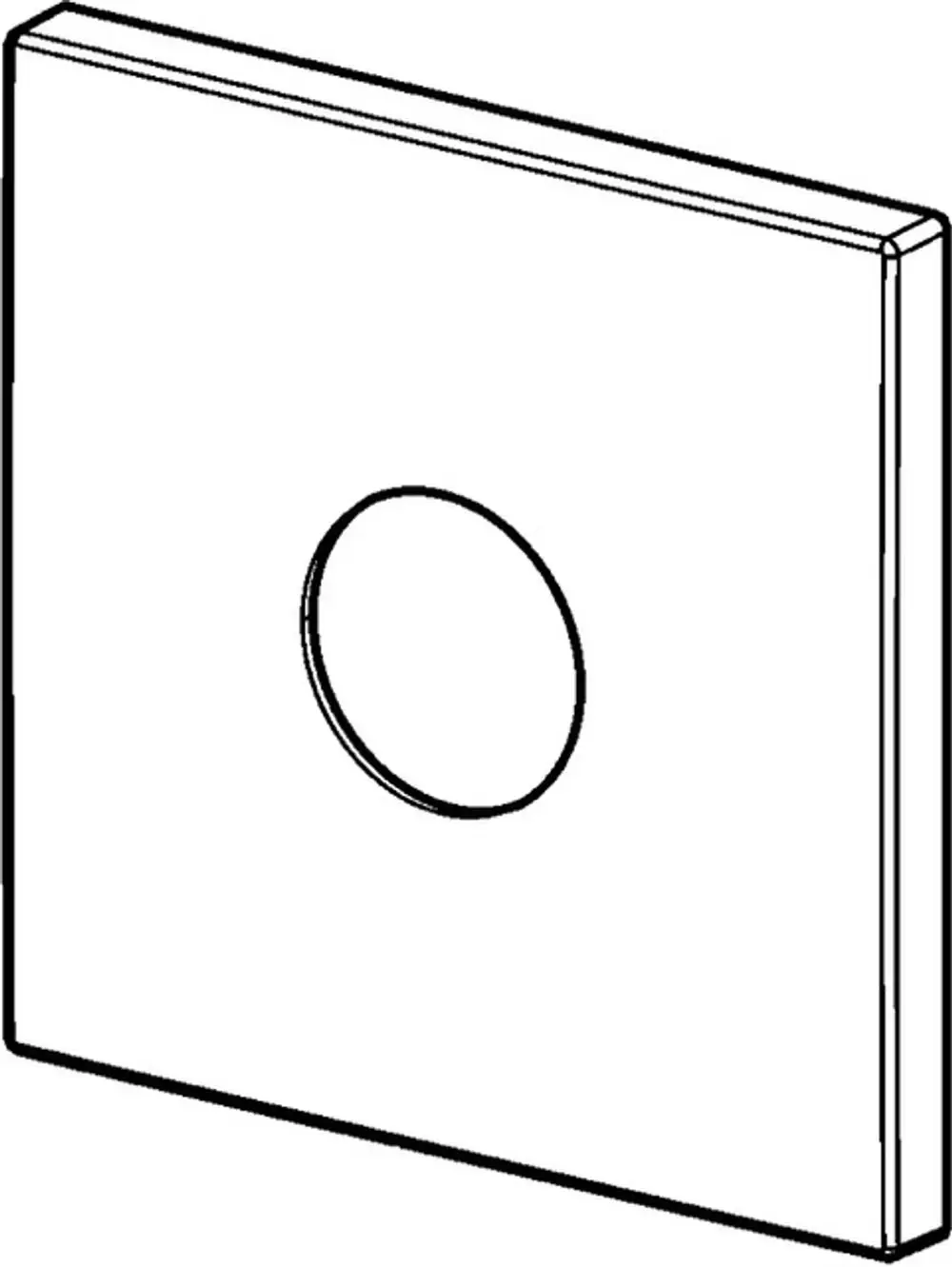 Rosette in quadratischer Form mit zentralem Loch, hergestellt von HANSA. Das Design zeigt eine schlichte, flache Oberfläche ohne weitere Verzierungen.