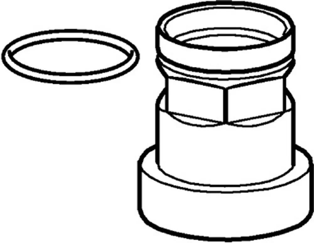 Technisches Zeichnungsdiagramm einer Ringschraube von HANSA, mit einer abnehmbaren Unterlegscheibe, in einem einfachen, schematischen Stil dargestellt.
