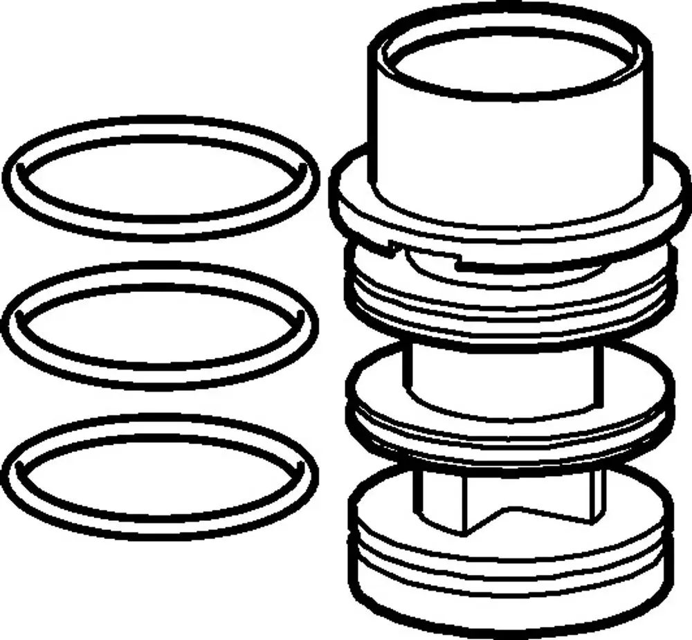 Technisches Bauteil bestehend aus mehreren Ringen und einem Adapter, wahrscheinlich von HANSA, zur Verbindung oder Anpassung in hydraulischen Systemen.