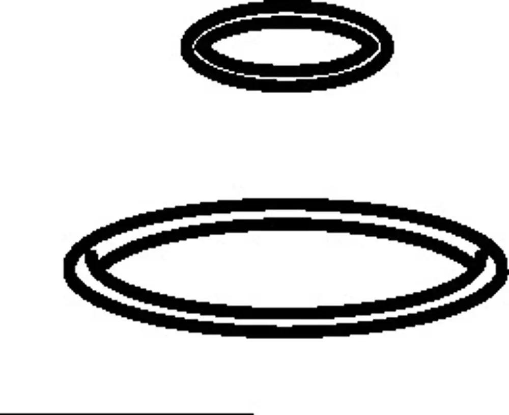 O-Ringe in verschiedenen Größen, angeordnet in zwei Ebenen, dargestellt in Schwarz-Weiß. Geeignet für Anwendungen, die die Marke HANSA verwenden.