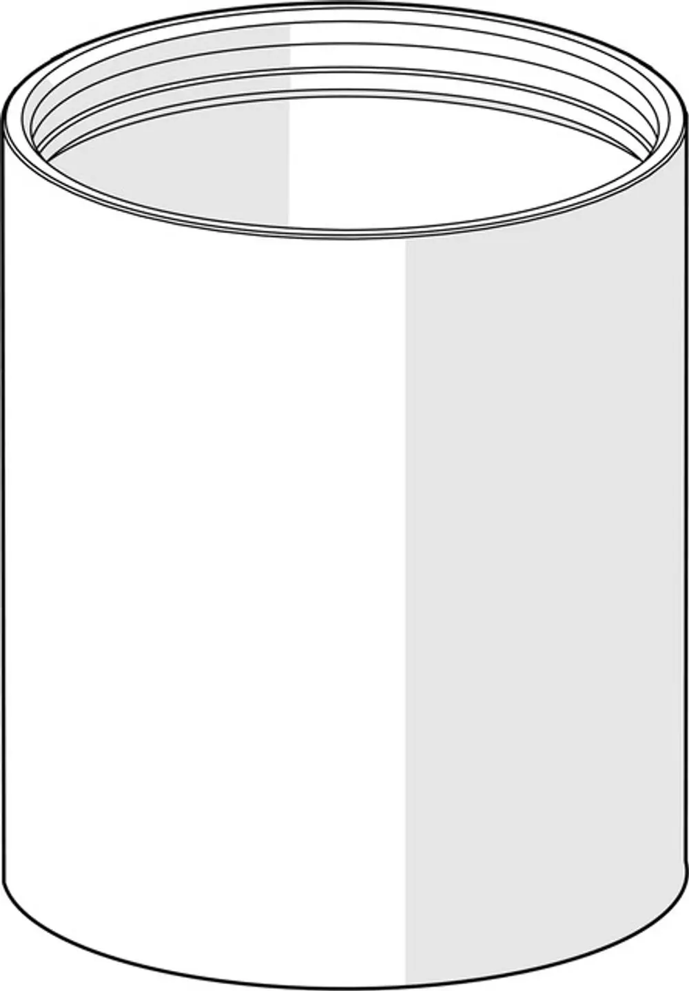 Weißer zylindrischer Behälter mit schmalem Rand, der als Abdeckung oder Verkleidung dienen könnte. Sieht aus, als könnte er zu einer HANSADESIGNO-Produktlinie gehören.