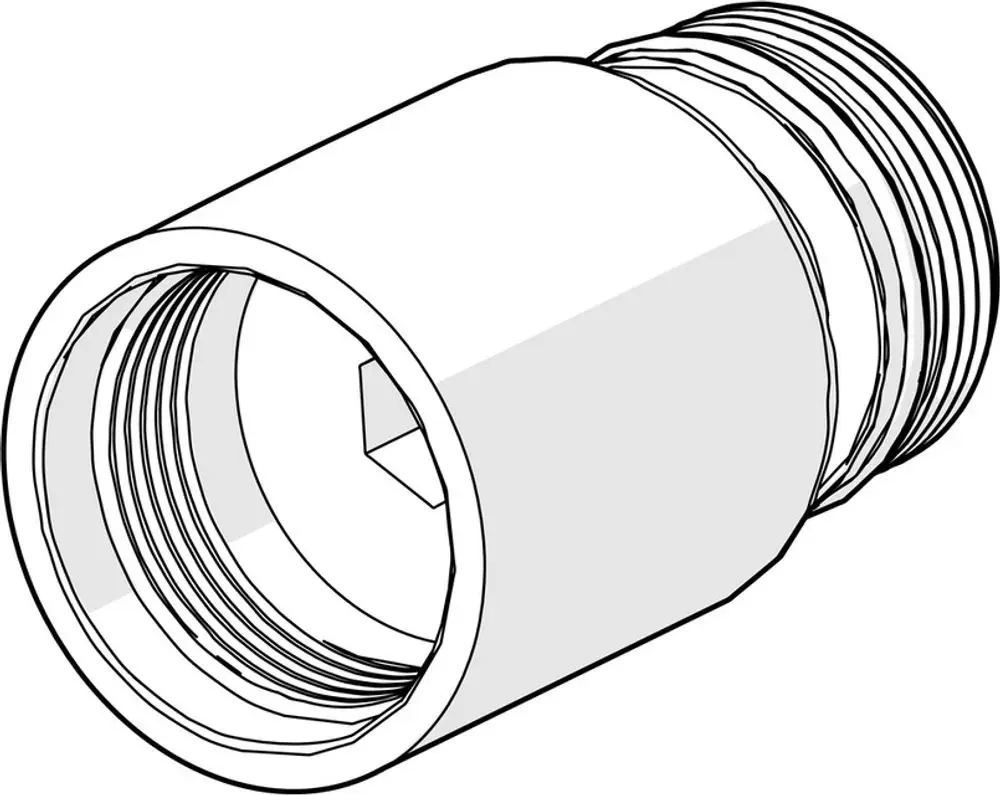 Gelenkstück mit Innengewinde, gefertigt aus Chrom, zeigt eine gerade Form mit Außengewinde. Produkt von HANSA, geeignet für Verbindungen in Sanitärinstallationen.