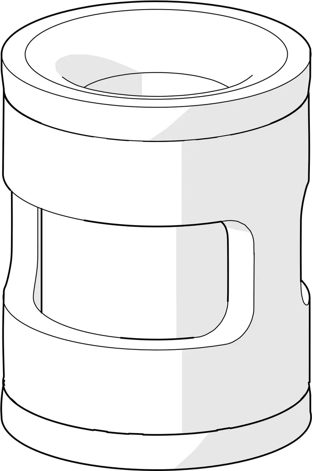 Schalldämpfer von HANSA in zylindrischer Form mit seitlichen Aussparungen für eine bessere Handhabung. Das Design ermöglicht effiziente Geräuschreduktion.