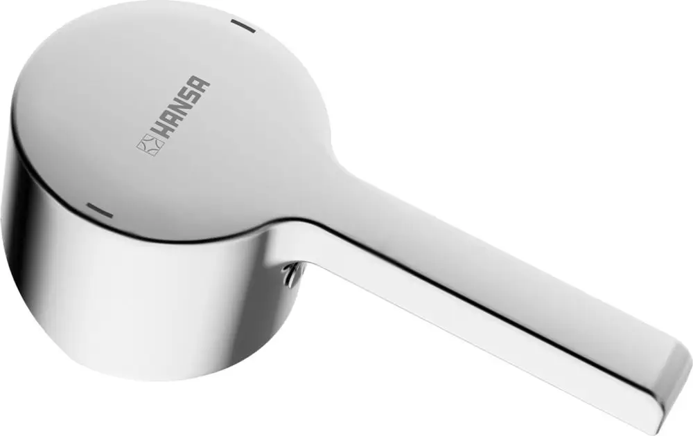 Chromfarbener Hebel von HANSA mit einem schlichten Design und einer langen, flachen Griffstruktur. Ideal für Wasserarmaturen im modernen Badezimmer oder in der Küche.