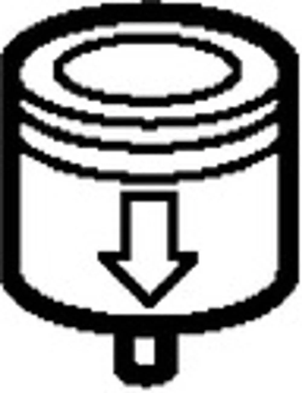 Durchflussbegrenzer von HANSA, dargestellt durch ein rundes, zylindrisches Bauteil mit einem nach unten zeigenden Pfeil.
