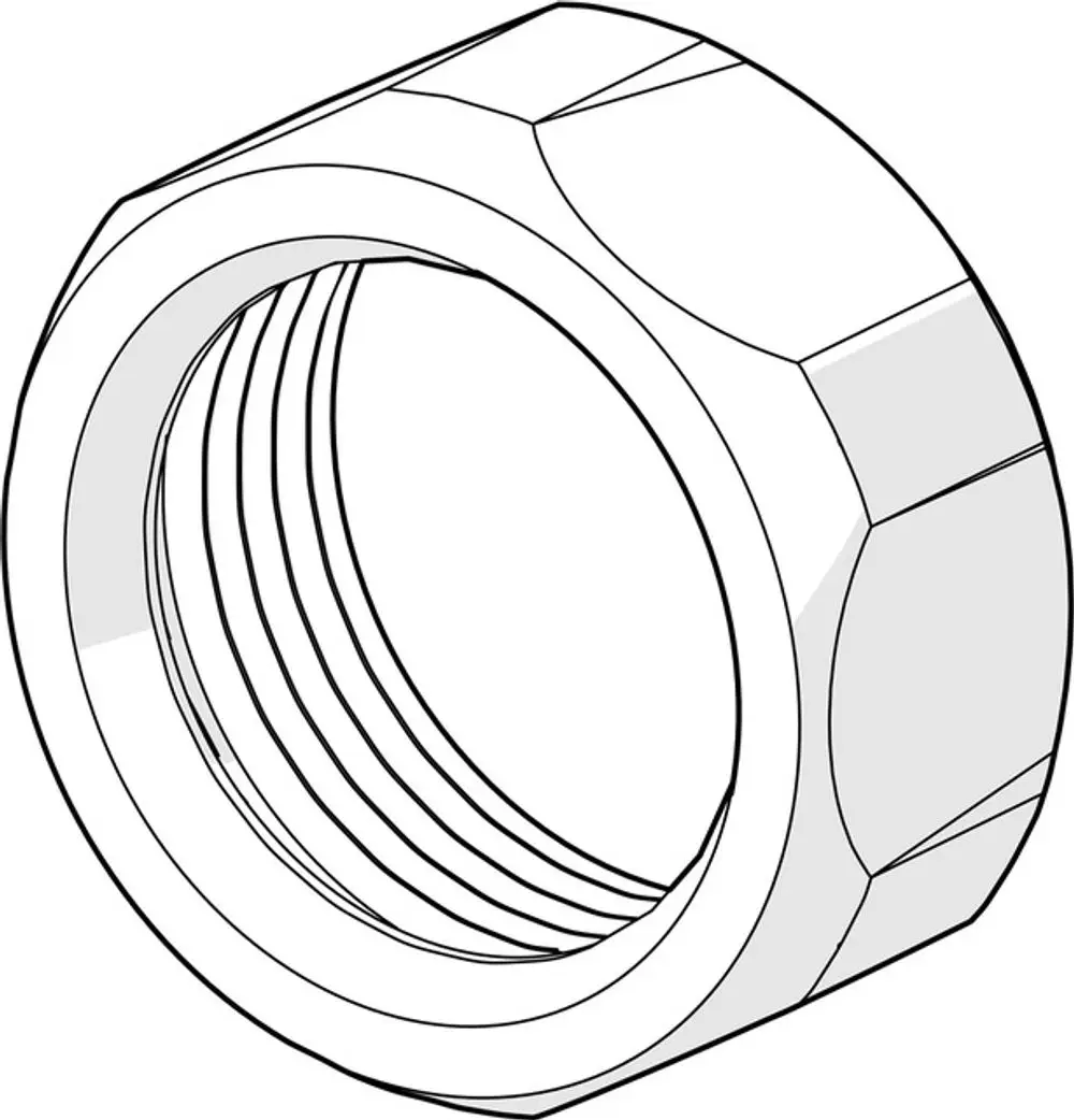Anschlussmutter von HANSA, mit gewinde, hexagonaler Form und offener Innenfläche zur Verbindung von Rohren oder Zubehörteilen.
