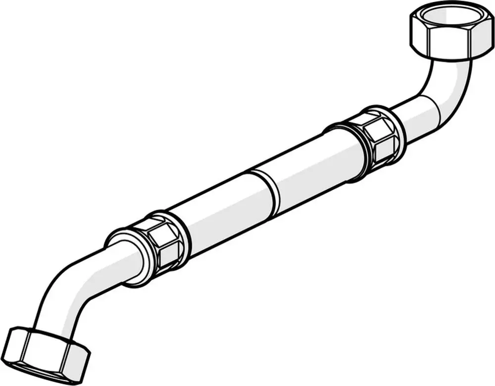 Anschlußschlauch von HANSA mit zwei gebogenen Enden und G3/4-Anschlüssen, für den Einsatz in Wasserinstallationen.