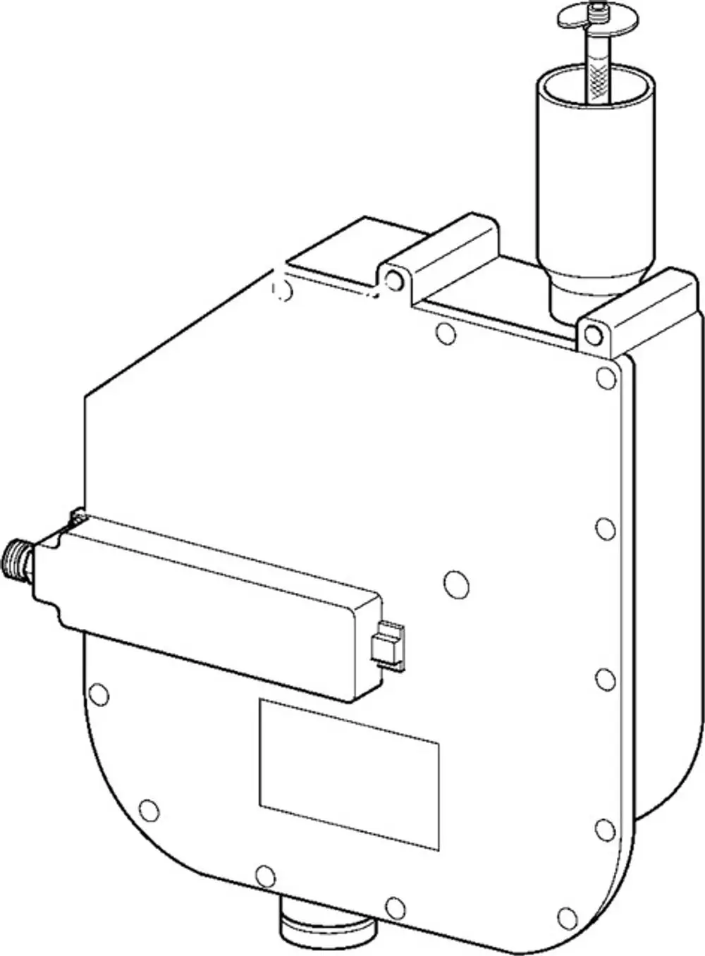 Rollbox mit Anschlüssen für Schlauch, typischerweise verwendet im Bereich von HANSA-Produkten, zeigt eine kompakte Bauform mit verschiedenen Anschlussmöglichkeiten.