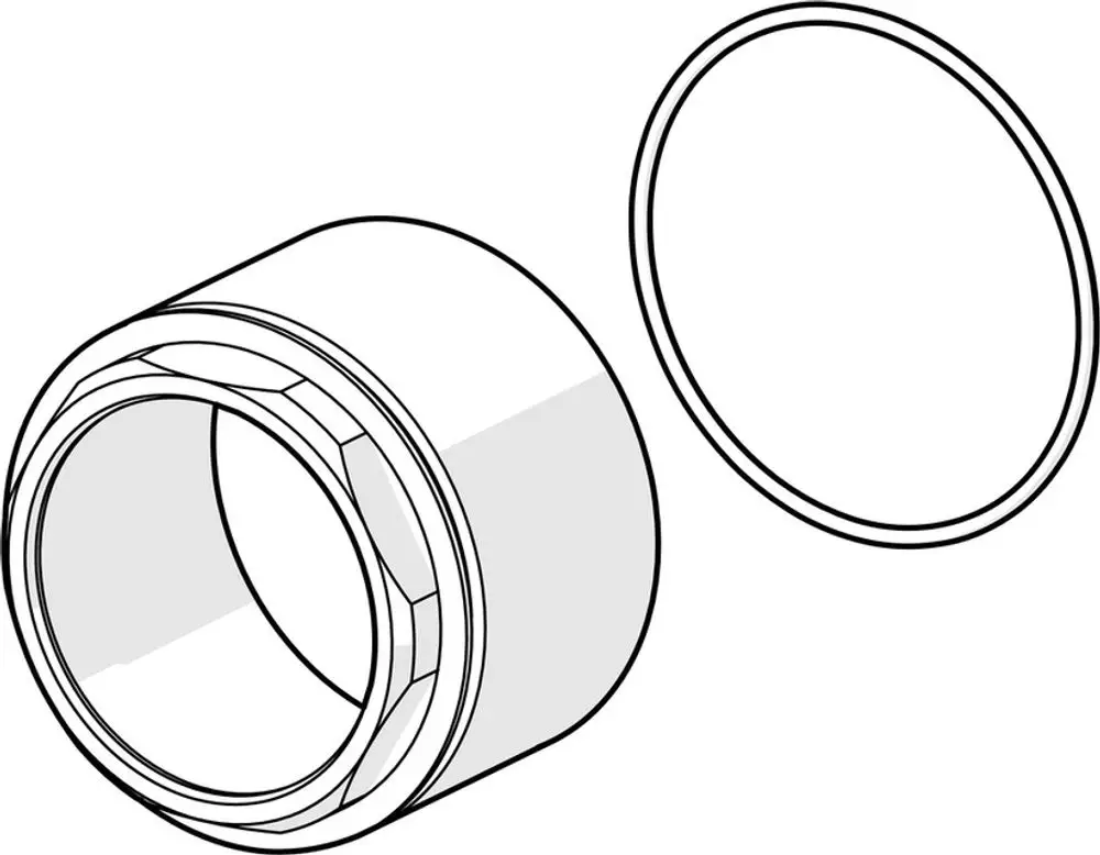 Runde Verbindung mit einer Öffnung, die für Befestigungszwecke geeignet ist. HANSAs Produktdesign zeigt eine einfache, funktionale Bauweise.