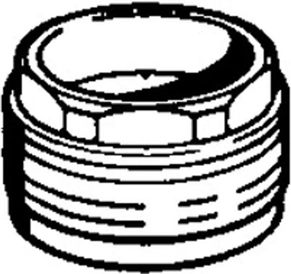 Gegenmutter aus Metall mit Außengewinde und mehreren Rillen. Das Produkt stammt von der Marke HANSA und hat eine runde Form.