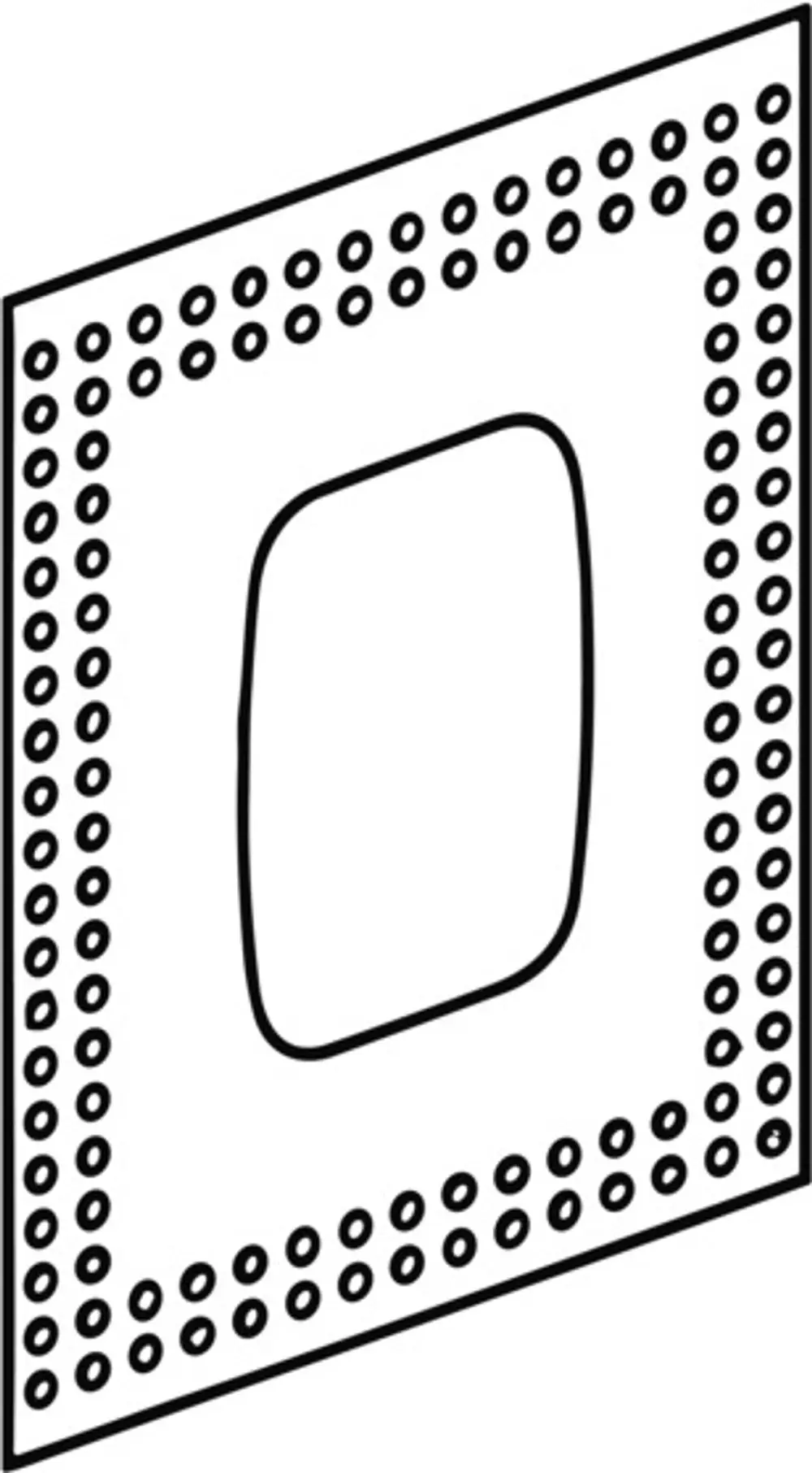 Dichtungsring von HANSA in rechteckiger Form mit einer durchgehenden Umrandung aus kleinen Löchern. Innenfläche in einer abgerundeten Form.