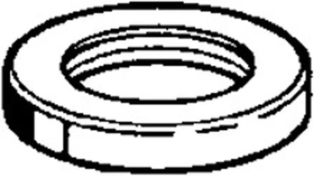 Rosette aus Chrom mit Innengewinde, dargestellt in einer schematischen Form. Die Marke HANSA ist sichtbar.
