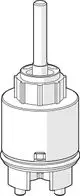 Weißes HANSAA-product mit runder Form und einem zentralen Auslass. Die Basis weist mehrere Anschlüsse und eine einfache Geometrie auf, passend für moderne Sanitärinstallationen.